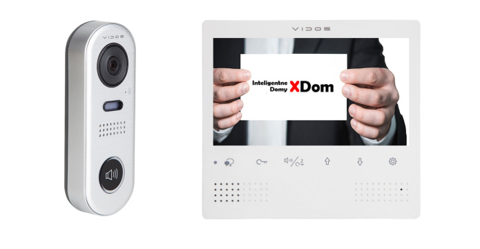 Zestaw jednorodzinny wideodomofonu cyfrowego Vidos Stacja bramowa S1001 monitor M1023W